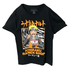M ナルト アニメ キャラT キャラクター 主人公 一楽ラーメン ビッグプリント  ブラック 黒 Tシャツ レディース ユニセックス メンズ 古着 半袖 CHM