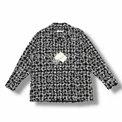 参考上代66,000円 未使用 MASSES COTTON PIGMENT PRINT OPEN COLLAR SHIRT オープンカラー 開襟 長袖シャツ マシス ML-B91-044 ブラック 3 （10597M）のサムネイル
