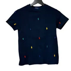  POLO RALPH LAUREN ポロ ラルフローレン キッズ 130 マルチポニー 刺繍 Tシャツ ネイビー【B104】