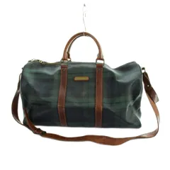 ポロ ラルフローレン POLO RALPH LAUREN ボストンバッグ ショルダー 2WAY チェック柄 PVC レザー ブラックウォッチ 緑 グリーン ■GY18 /MQ