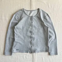 archive　Mademoiselle NON NON　マドモアゼルノンノン　薄手スウェット生地　丸首カーディガン　カーディガンプレッション　ブルゾン　スナップボタン　MN胸ロゴ刺繍　裾タグ　霜降りグレー　snap button sweat cardigan