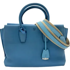 エム・シー・エム MCM 2WAY バッグ ブルー シルバー金具 レザー レディース ショルダーバッグ
