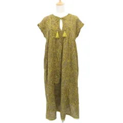 フリークスストア FREAKS STORE ワンピース ロング丈 マキシ丈 ノースリーブ スリットネック ペイズリー柄 M 黄 /SY40 ■ECA001