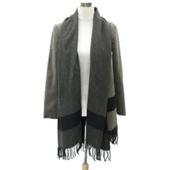 ザラウーマン ZARA WOMAN カーディガン ロング丈 ショールカラー 前開き フリンジ ウール S 茶 /SY64 ■ECA001のサムネイル
