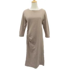 ナノユニバース nano universe ワンピース ロング丈 七分袖 ラウンドネック スリット F ベージュ /SY41 ■ECA001