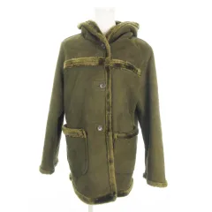 コムサイズム COMME CA ISM フェイクムートンコート F 緑 グリーン フード付き /MN38 ■ECA002