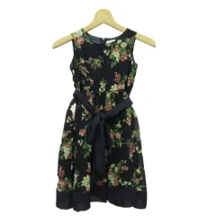 キャサリンコテージ Catherine Cottage 子ども服 ワンピース 130 ネイビー 紺 ノースリーブ 花柄 ひざ丈 フレアシルエット /PP ■GY58