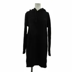 ロキシー ROXY ワンピース スウェット M 黒 ブラック フード付き 長袖 カンガルーポケット ミニ丈 /PP ■GY58のサムネイル