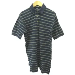 ポロゴルフ ラルフローレン POLO GOLF RALPH LAUREN ポロシャツ ゴルフシャツ M 紺 ネイビー ストライプ柄 刺繍ロゴ ポロカラー 半袖 /MD ■GY58