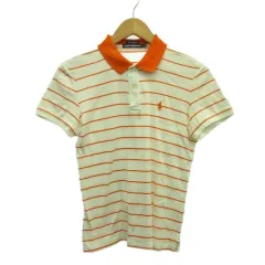 ラルフローレン RALPH LAUREN GOLF ポロシャツ 半袖 L 白 ホワイト オレンジ ボーダー柄 トップス ゴルフウェア /PP ■GY58
