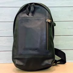 【豊】COACH コーチ メンズ ボディバッグ オールレザー 本革 ネイビー×ブラック K1680-72096【791MO】C17