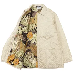 【SALE】Salvatore Ferragamo サルヴァトーレ・フェラガモ ジャケット シルク100％ツイル サイズ XL レディース ロゴ ボタン キルティング フローラル/ボタニカル/アニマル ライニング パデッド 中綿 シャンパンゴールド 金色 伊製のサムネイル