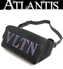 【広尾店】美品 ヴァレンティノ VALENTINO ガラヴァーニ ネオンロゴ ボディバッグ レザー ブラック XY2B0704 【18715】のサムネイル