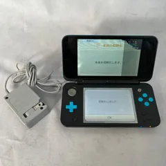 【管2603-115】ジャンク☆任天堂 Newニンテンドー2DS LL ブラック×ターコイズ 本体 ACアダプター付き 液晶表示不良あり Nintendo 現状渡し 通電確認済 初期化済み