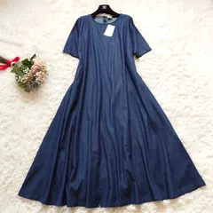 新品タグ付き　アーバンリサーチ ドアーズ　ライトデニムAラインワンピース　フレア　ロング　半袖　インディゴ