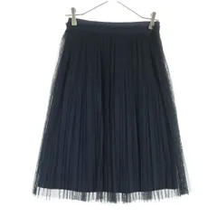 美品 Banana Republic バナナリパブリック ミディ丈 プリーツ チュールスカート 0 ネイビー レディース 古着