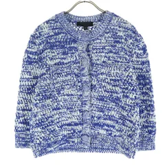 ZARA ザラ 霜降り 7分袖 ノーカラー ニットカーディガン M ブルー レディース 古着