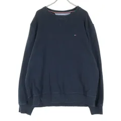 TOMMY HILFIGER トミーヒルフィガー ワンポイントロゴ 長袖 スウェット トレーナー XL ネイビー メンズ 古着