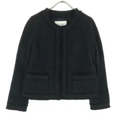 BEAUTY＆YOUTH ビューティーアンドユース 日本製 長袖 ノーカラー ツイードジャケット Ｍ ブラック ユナイテッドアローズ レディース 古着