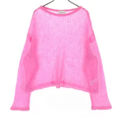 美品 UNITED ARROWS ユナイテッドアローズ 日本製 長袖 モヘヤ ショート丈 メッシュニット セーター ピンク TOKYO レディース 古着