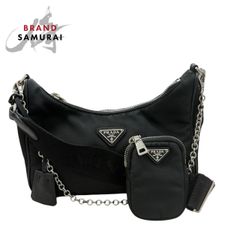 PRADA プラダ テスート 三角ロゴプレート ブラック 黒 シルバー金具