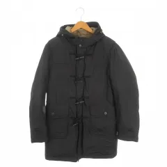 グリーンレーベルリラクシング ユナイテッドアローズ green label relaxing ダウンコート ダッフルコート L 黒 ブラック フード付き トグルボタン /MN11 ■ECA002