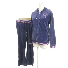 プーマ PUMA セットアップ ジップパーカー L パンツ XL ベロア スポーツウエア 紫 パープル 長袖 ロゴ ライン /MN1 ■ECA002