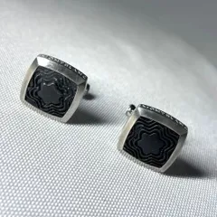 MONTBLANC モンブラン ブラックスターデザイン サイドブランドロゴ文字 カフス カフリンクス ボタン 艶消しシルバーのサムネイル