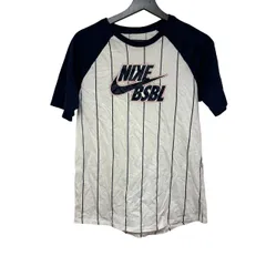  NIKE BSBL ピンストライプ ベースボールシャツ ラグランTシャツ XL メンズM相当【B104】