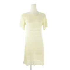 クミキョク 組曲 KUMIKYOKU ニットワンピース 2 生成り エクリュ 透かし編み ラウンドネック 半袖 /CK20 ■ECA002