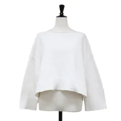 DEMYLEE デミリー ニット ホワイト 白 サイズ:S | クロップド ワイド コットン ニット | 長袖 ボートネック スリット ボクシーシルエット リブ コットン | トップス セーター【レディース】【中古】