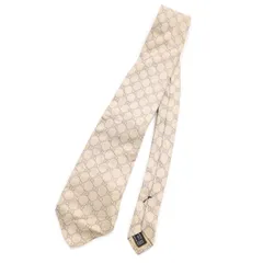 GUCCI グッチ イタリア製 シルク G 総柄 ネクタイ  ベージュ系 メンズ 古着