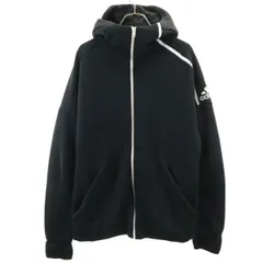 adidas アディダス 長袖 ジップパーカー XO ブラック メンズ 古着
