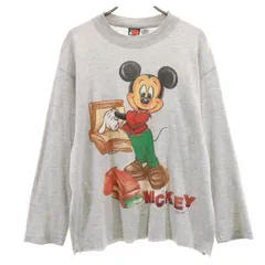 MICKEY UNLIMITED ミッキーアンリミテッド 90s オールド ミッキーマウス 長袖 Tシャツ FREE グレー ロンT ディズニー メンズ 古着