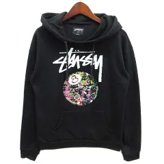 ステューシー STUSSY 8ボール スウェット パーカー プルオーバー USA製 ブラック 黒 S