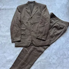 メンズ ビギ（MEN'S BIGI）ウール ツイード セットアップ スーツ 3Bジャケット＆スラックス 茶
