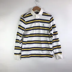 90s POLO RALPH LAUREN カスタムフィット ラガーシャツ メンズ S ホワイト×イエロー 3221202603130001