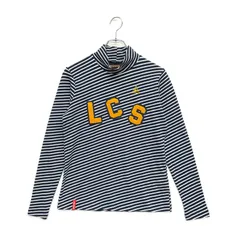 中古 レディース ルコックスポルティフ le coq sportif 長袖シャツ L 紺×白 斜めボーダー柄 ハイネック