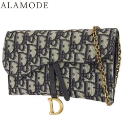Dior(クリスチャンディオール) ディオール オブリーク ジャカード サドル チェーンポーチ スモール ショルダーバッグ チェーンウォレット 長財布 ネイビー ベージュ ゴールド金具 S5614CTZQ_M928 40802180281【中古】【アラモード】