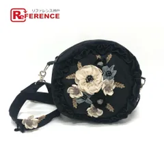 ショルダーバッグ 花柄刺繍 フリル ナイロン ブラック