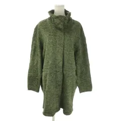 ランズエンド LANDS' END ニットコート 3X 緑 カーキ 長袖 スタンドカラー メランジ柄 /AO20 ■ECA002のサムネイル