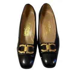  Salvatore Ferragamo サルヴァトーレフェラガモ パンプス ガンチーニ ブラック 6 1/2 D レディース【B100】