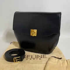 2603-27｜セリーヌ ショルダーバッグ レザー ブラック ガンチーニ