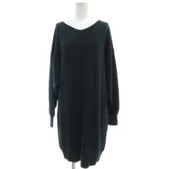 ビームスハート BEAMS HEART ニットワンピース セーター ウール ディープグリーン 深緑色 Vネック 畝編み 長袖 /SC ■ECF001