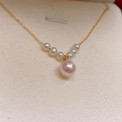 パールネックレス3WAY淡水パール8-8.5mm1粒 4-5mm6粒　925シルバー真珠レディースネックレス結婚記念　ハンドメイドアクセサリー