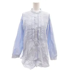 アメリカンホリック AMERICAN HOLIC 美品 シャツ M 水色 ライトブルー 長袖 バンドカラー プリーツ /SJ ■ECF001