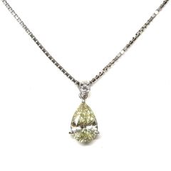 ネックレス ダイヤ 2.036ct PT VS2 ベリーライトイエロー 鑑定書 
