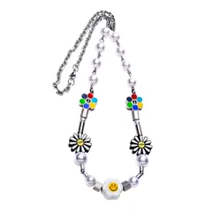 ネックレス 太陽の花 ビーズネックレス ペンダント パール チタン鋼 チェーン メンズ ファッション かわいい 人気 誕生日 記念日 プレゼント