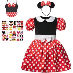 プリンセス ドレス ネズミ柄ドットプリンセスドレス 子供用パフスカート コスチュームプレイ豪華ワンピースコスプレ なりきり キッズ 仮装 ハロウィン クリスマス ドット柄  スカート ハロウィンコスプレ ハロウィン仮装 子供 女の子ハロウィンコスプレ4点セット