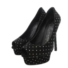 レシーラ パンプス オープントゥ ピンヒール イタリア製 34 黒 /UO ■GY44